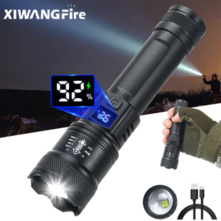 XIWANGFIRE e Luz De Exibição Da Lanterna Com Foco Variável Alta Luminosidade Lâmpada De Acampamento Ao Ar Livre