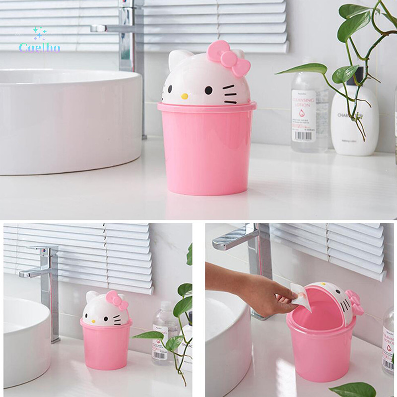 Decoração 1PC Sanrio Dustbin Lixo Novo Hello Kitty Lixeira Kawaii Cesta