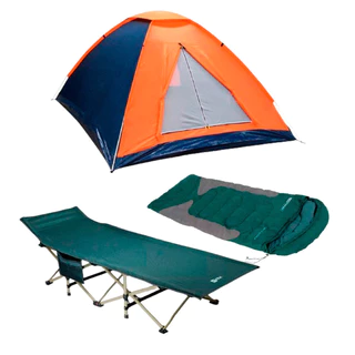 Barraca Panda Iglu 3 Pessoas + Cama Dobrável Dream Cinza + Saco Dormir Freedom -1.5º ~ -3.5ºC Verde