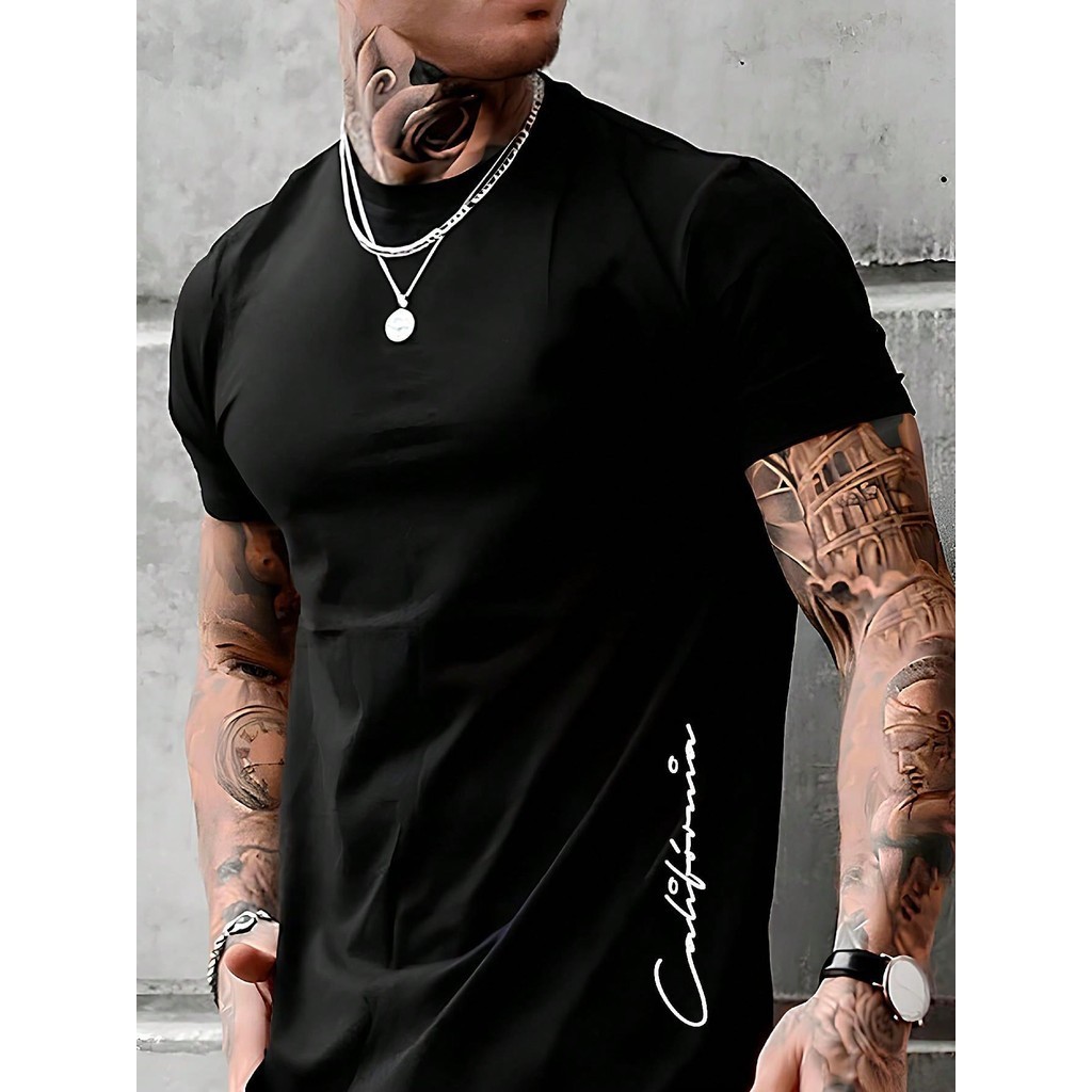 Camiseta Unissex CALIFÓRNIA Estampa Lateral Casual Confort 100% Algodão 30.1