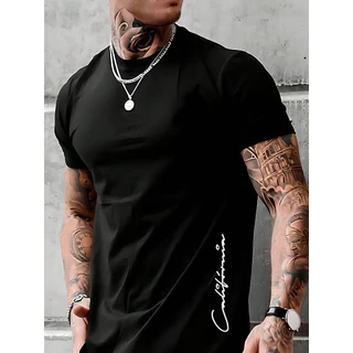 Camiseta Unissex CALIFÓRNIA Estampa Lateral Casual Confort 100% Algodão 30.1