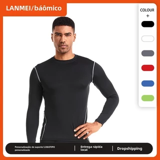 Camisas De Compressão Para Homens, Esportes, Fitness, Futebol, Basquete. Roupas Justas E De Secagem Rápida Com Mangas Compridas