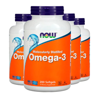Kit 4x Ômega-3 Molecularmente Destilados Now Foods 200Softgels /Made in Usa