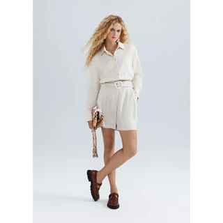 Shorts Feminino Em Alfaiataria Com Linho Hering