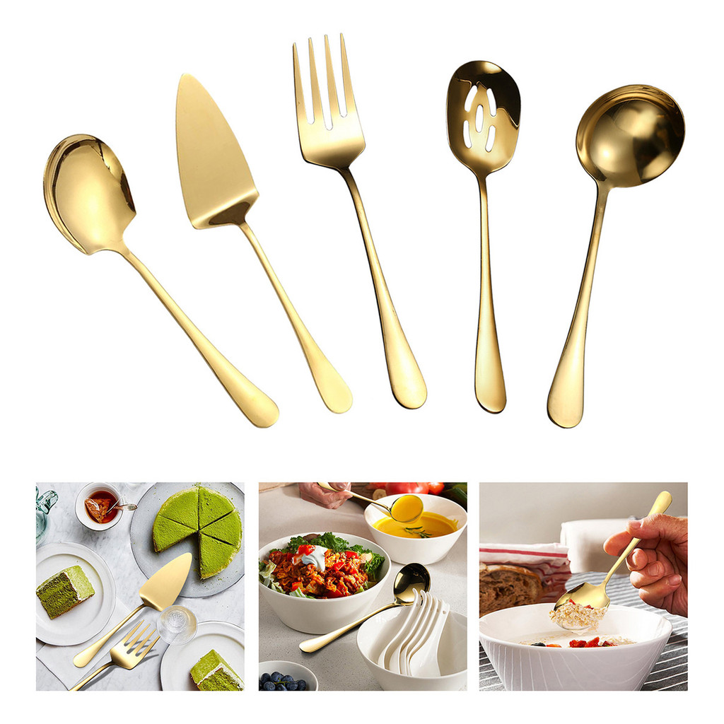 5PCS Conjunto Talheres De Servir Jogo De Talheres Aço Inox N1042-ABCDE ...