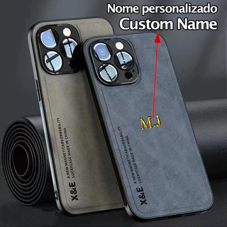 Capa De Couro Personalizada Para iPhone 15 14 13 12 11 Pro Max Mais Nome Inicial DIY 3D