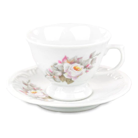 Jogo 6 xícaras de chá com pires Eterna Porcelana Schmidt