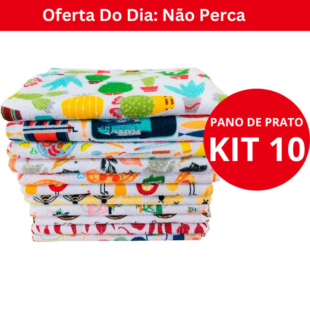 Pano de Copa Atoalhado Felpudo Grosso Algodão Kit 10 Peças