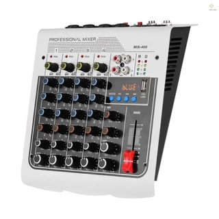 MIX-400 Console De Mixagem De Mixer De Áudio Profissional De 6 Canais EQ De 3 Bandas Com Efeitos De Atraso De Reverberação + 48V Phantom Power Conexão Sem Fio Para Gravação De DJ Network Transmissão Ao Vivo Karaokê