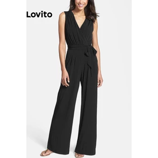 Lovito Macacão elegante com cinto liso para mulheres LNL74071