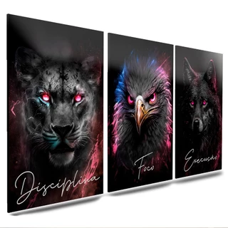 Quadros Decorativo motivacionais foco execuçao disciplina animais tons de rosa Decoração Elegante Exclusivo Lançamento