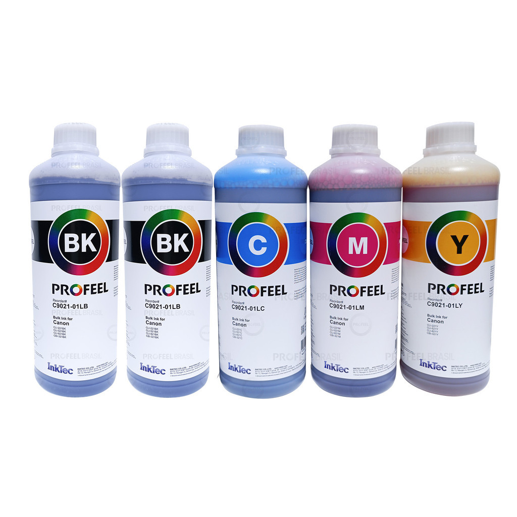 Kit Tinta Inktec Profeel Corante P/Can C9021 Black 2L + Color cmy 3L ...