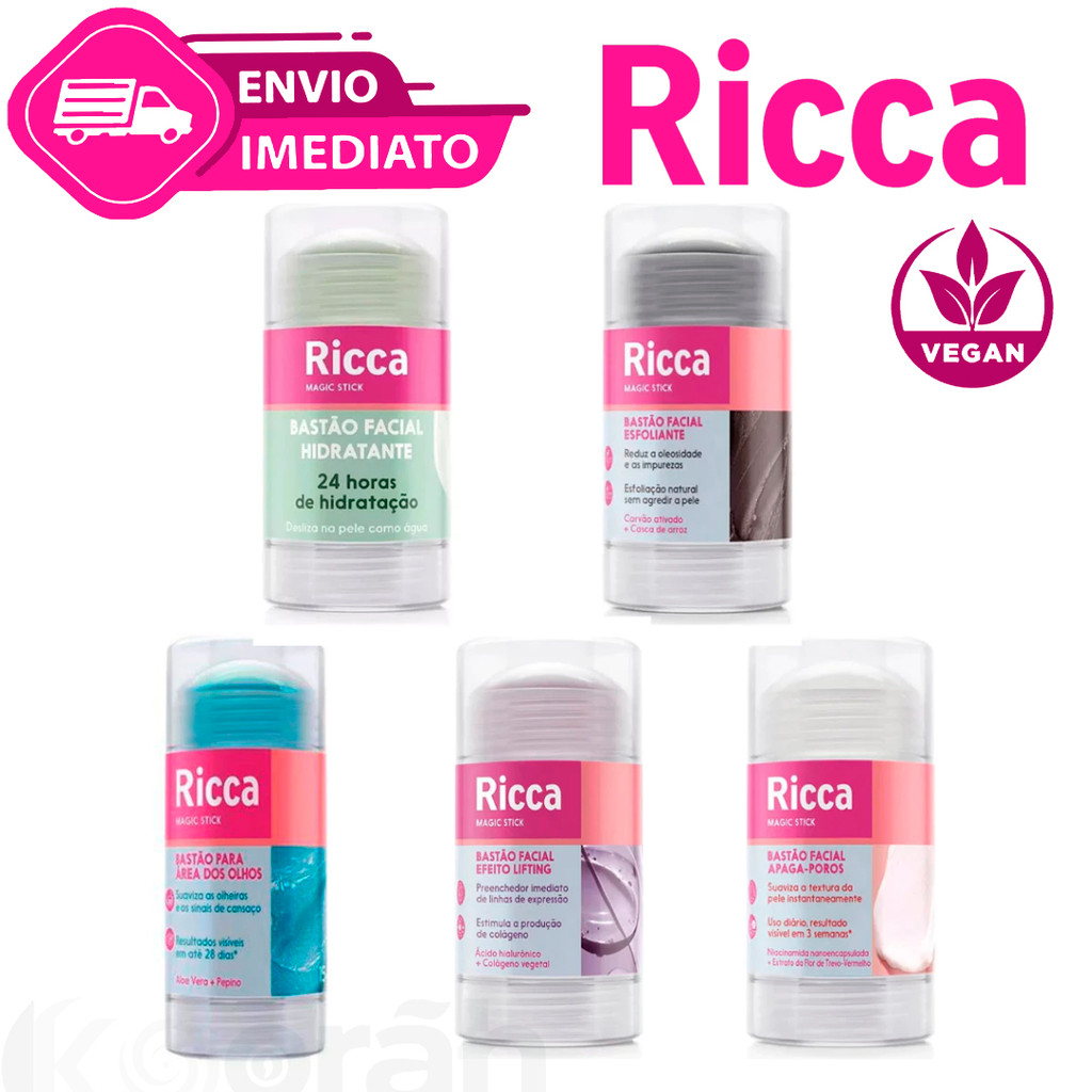Bastão Stick Facial Para Skin Care Ricca Vegano Reduz Manchas Olheiras ...