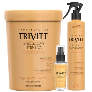 Kit Máscara Hidratação 1Kg + Fluido Escova + Reparador em Oferta na Shopee