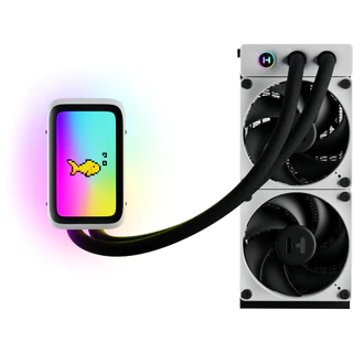 Water cooler Hyte Thicc Q60, c/ LCD 5", ARGB, 240mm, 2x120mm, Black/White - FAN-HYTE-Q60-BW