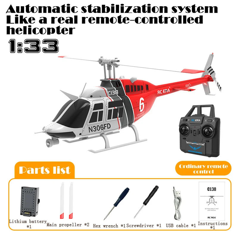 RC ERA C138 1:36 Controle Remoto Simulação RC Bell 206 Helicóptero