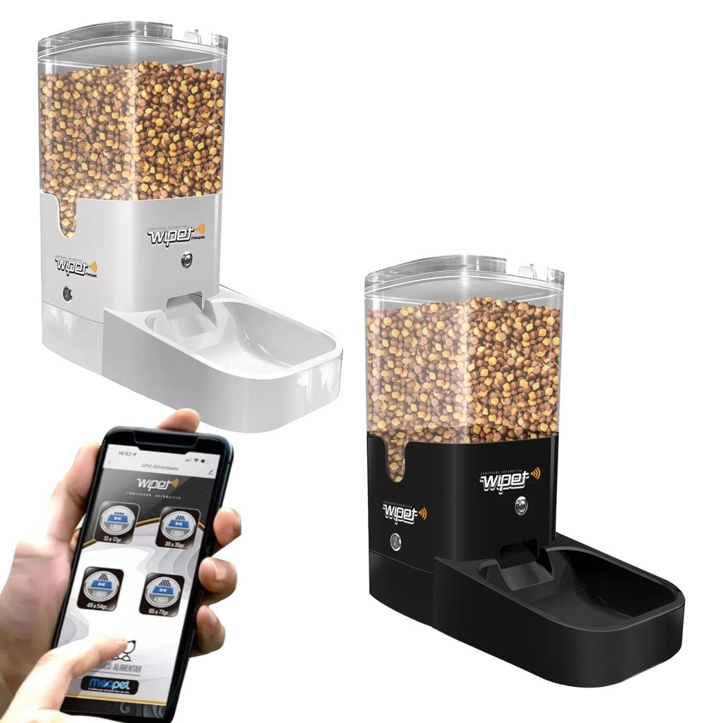 Alimentador Comedouro Automático com Wifi para Cães e Gatos Wipet Bivolt MecPet