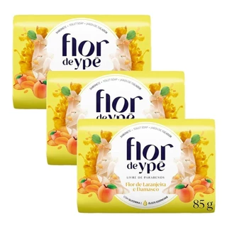 Kit 3 Sabonete Flor de Ypê Flor de Laranjeira e Damasco 85g