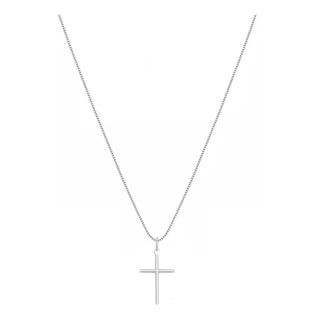 Colar prata 925 veneziana 50cm com pingente Cruz 1,8cm