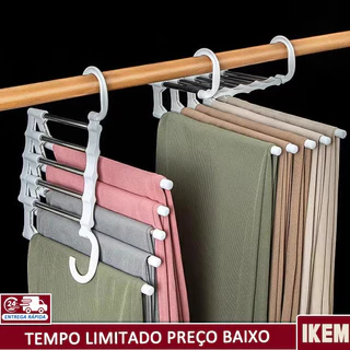 Em 5 1 Peças Cabide De Roupas Organizadores Para Guarda Calças Retrátil Multifuncional Inox