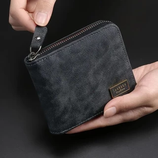 Carteira de 1 Peça Homens Retro Carteira Curta com Zíper Carteira Juvenil Moda Carteira Multicartão Carteira de Bolso Carteira de Moedas Bolsa Menino Presente