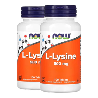 Kit 2x L-lisina 500 mg Now Foods 100 Tablets Importado/Made in Usa