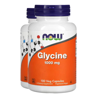 Kit 2x Glicina 1000mg Now Foods Glycine 100 Veg Cáps Importado/Made in Usa