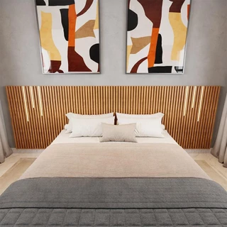 Cabeceira Para Cama King Ripada Quarto Manila com Led