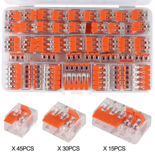 Kit 90 Peças Conector Elétrico Emenda Wago 221 Original 1, 2, 3 e 5 vias - 4mm e 6mm