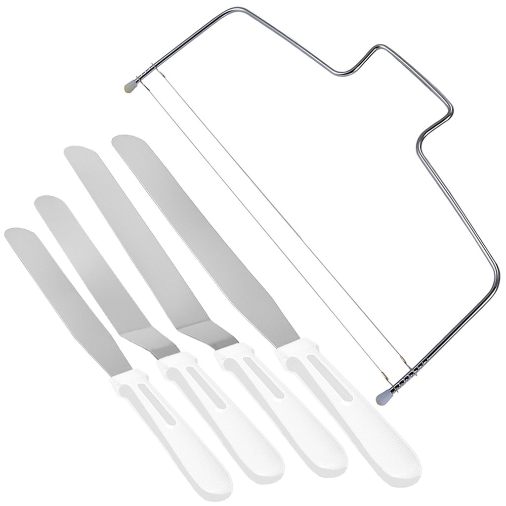 Kit 4 Espátulas Confeiteiro e Nivelador Fatiador Inox Para B