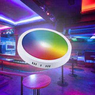 Luminaria Painel Plafon Led Inteligente Redondo Wifi Bluetooth RGB 18W Alexa Google Sobrepor Teto Automação Casa