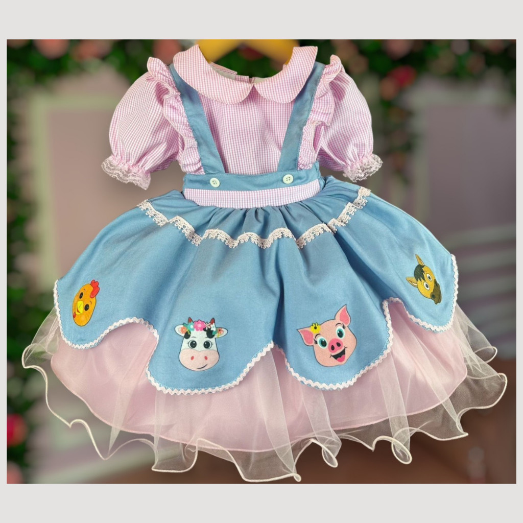 Vestido Infantil Fazendinha Temático Festa Aniversário Fantasia Menina ...