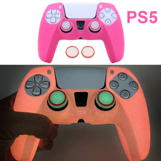 Capa Protetora Silicone Premium Controle Ps5 Brilha Escuro + Par Grips
