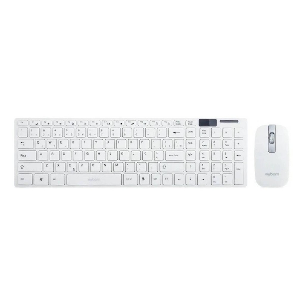 Teclado Mouse Kit Home Office Sem Fio Branco Exbom Bk S1000 Shopee Brasil 9985