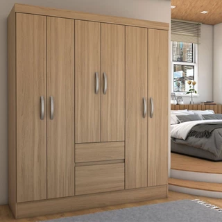 Guarda-Roupa Casal Sena Slim 6 Portas 2 Gavetas