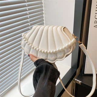Lovito Bolsa de ombro pequena Plain Pearls para mulheres LFA46274