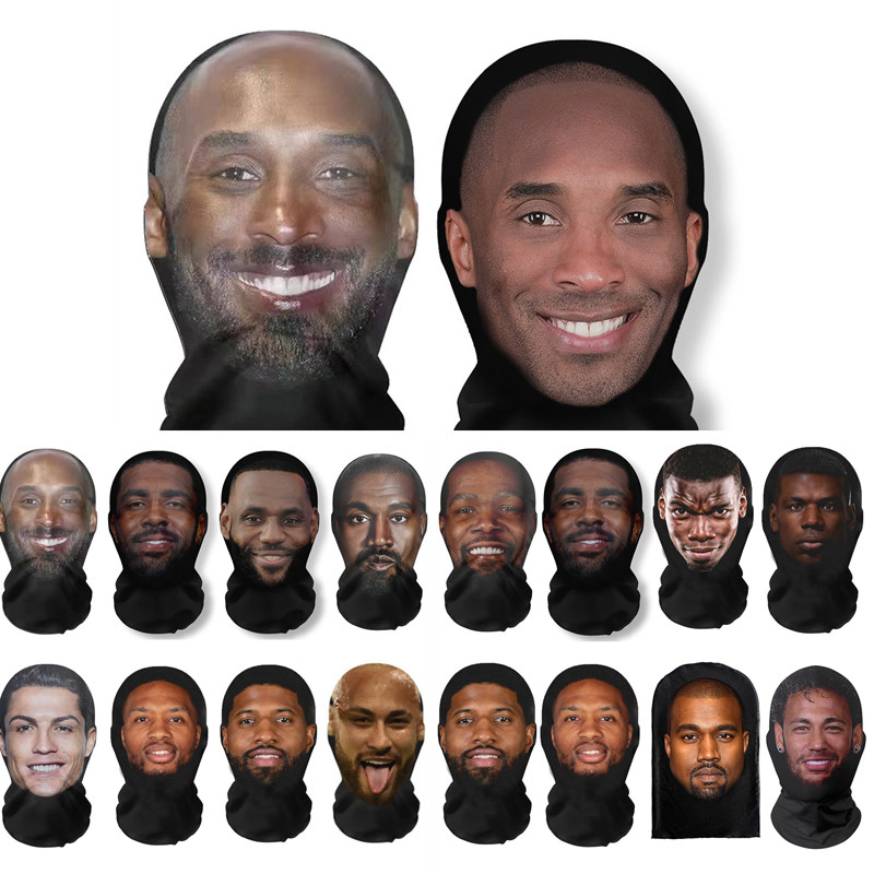 Novo 3D Impresso Kanye Máscara De Malha Elástica Facial Completa Para Homens Mulheres Cosplay Headwear Hip Hop Moda Balaclava Capuz Chapéu