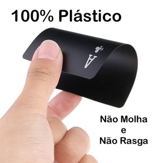 Baralho Preto Plástico Prova D'agua Black Poker Impermeável Dollar Mágica Truco Canastra 54 Cartas