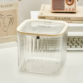 Caixa Organizadora com Tampa Transparente | Abertura Click | Mini Lixeira de Mesa Multiuso em Oferta na Shopee