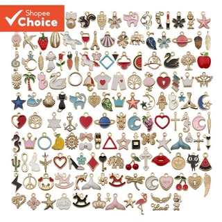 20/30/50 Peças Amuletos De Esmalte Aleatório Para Fazer Joias Pingentes Banhados A Ouro Faça Você Mesmo Pulseira Colar B