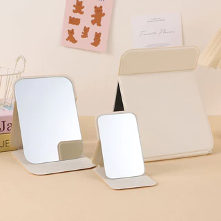 Espelho de Maquiagem Retrô Vintage BRANCO com Case Couro PU - Presente Elegante, Portátil | 3 Tamanhos