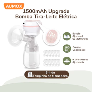 Bomba de Tirar Leite Elétrica 180ML Silenciosa com Bico de Silicone e 10 Sacos para Armazenamento