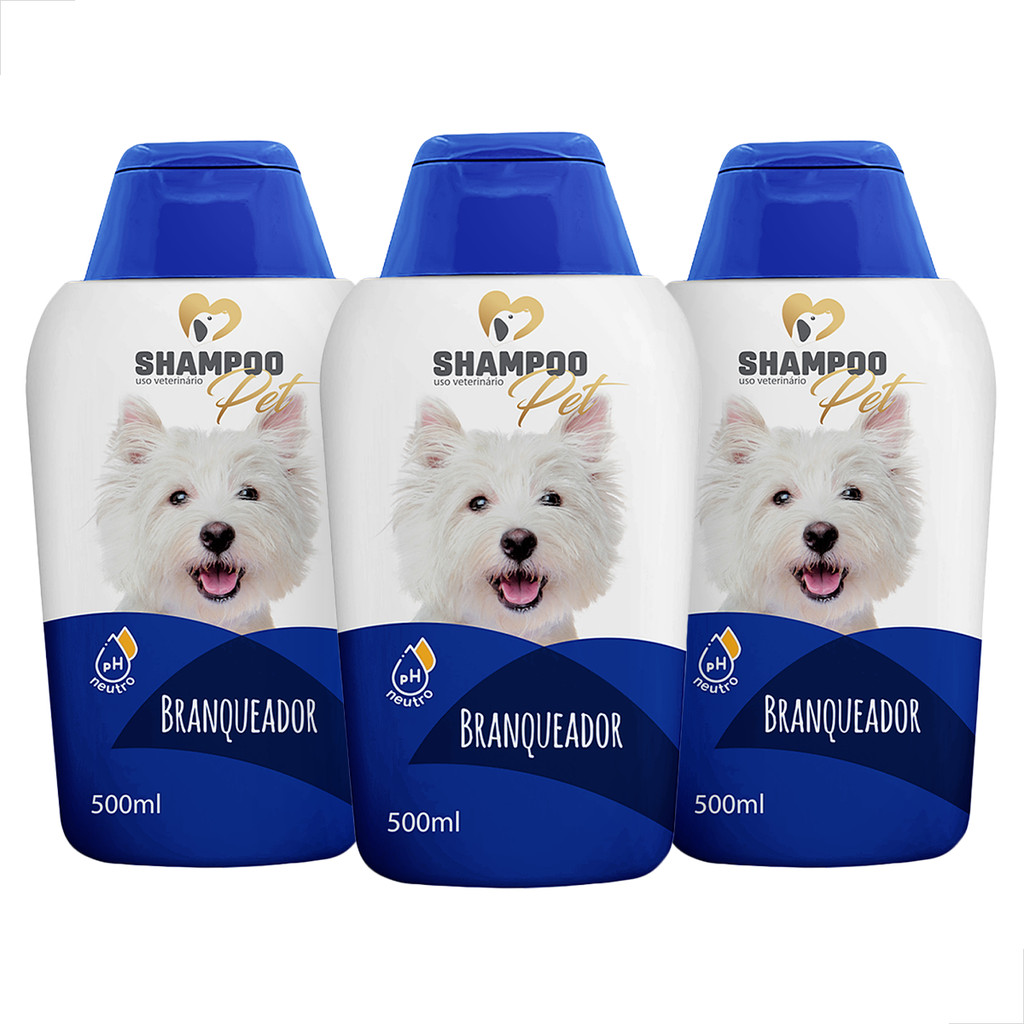 KIT 3 UN Shampoo para Caes Pet Branqueador 500ml | Shopee Brasil