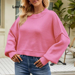 Lovito Suéter básico liso casual para mulheres LNL62098