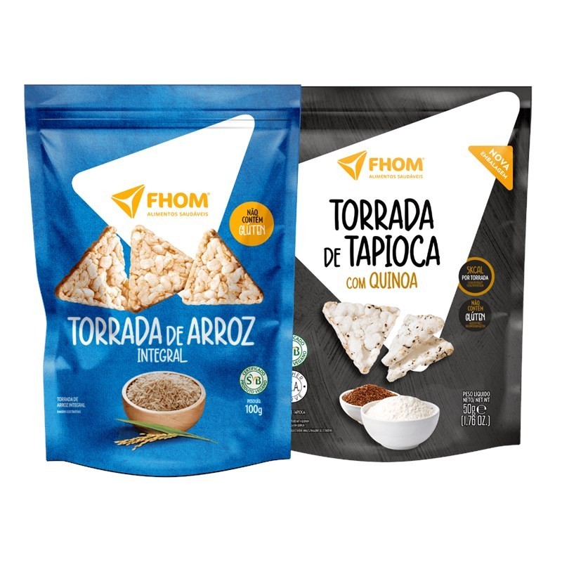 Kit 2 unid Torrada de Arroz Integral e Tapioca com Quinoa Vegano Sem ...