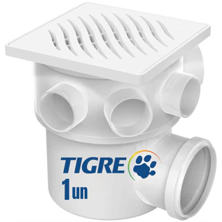 Kit Caixa Sifonada Pvc 100x140x50mm Quadrada Girafácil Branca Anti Inseto Anti Odor c/ Sifão