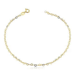 Pulseira Feminina de Ouro 18k Elos Coração 4mm em Oferta na Shopee