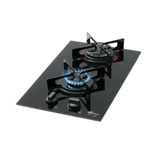 Cooktop À Gás 2 Bocas Fischer Fit Line Mesa Vidro Preto - Bivolt