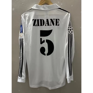 [Retro Jersey] 01-02 Real-Mad ZIDANE FIGO R.CARLOS UCL Camiseta Personalizada De Manga Comprida De Alta Qualidade Para Casa Football