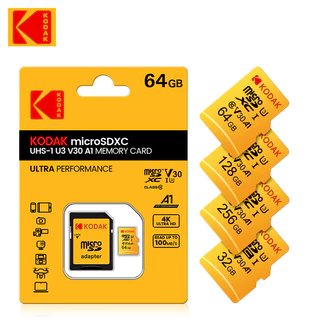Cartão De Memória KODAK MicroSD Vermelho Classe10 32GB 64GB 128GB 256GB U3 4K Flash TF De Alta Velocidade Para Telefone